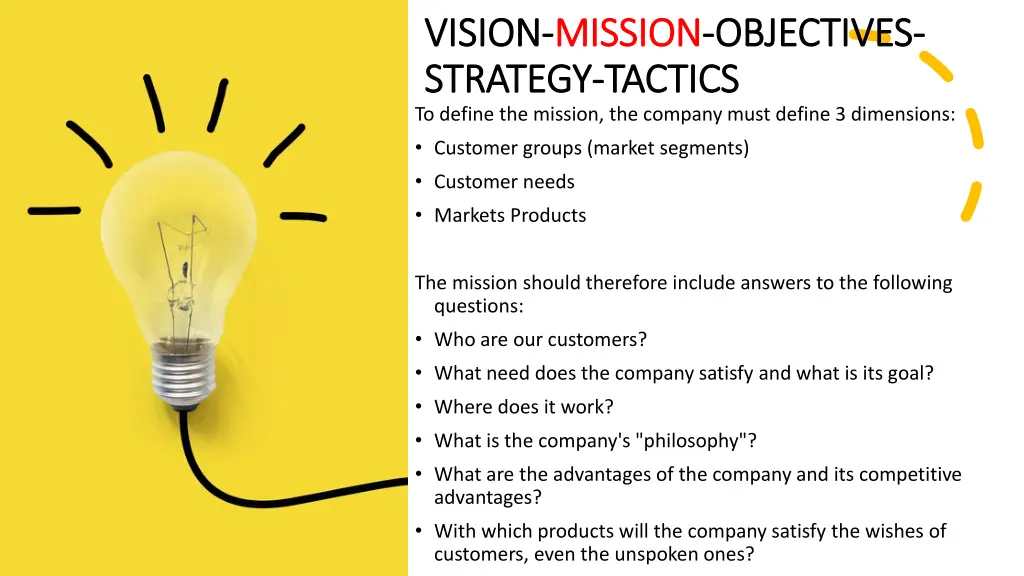 vision vision mission mission objectives strategy