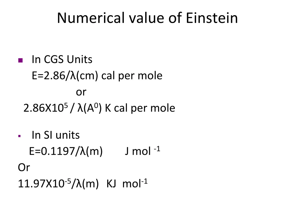 numerical value of einstein