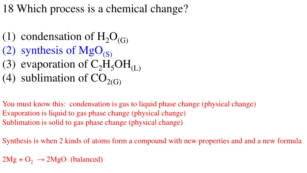 18 which process is a chemical change 1