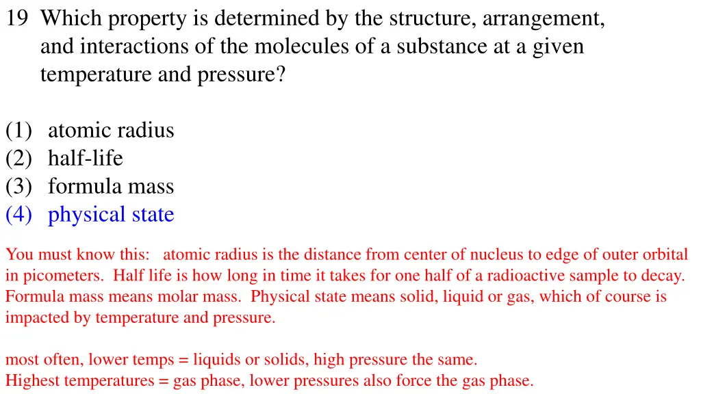 19 which property is determined by the structure 1