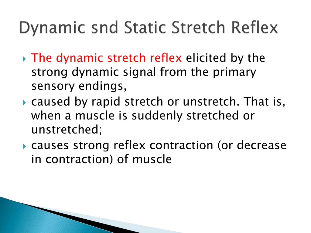 the dynamic stretch reflex elicited by the strong