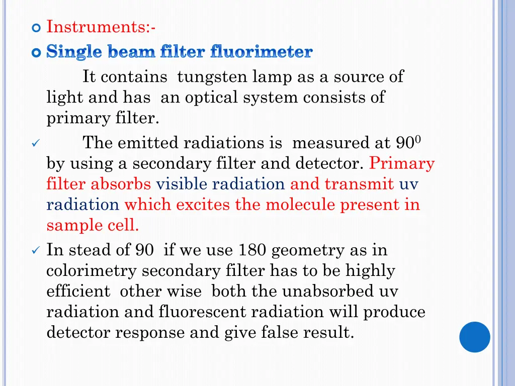 instruments single beam filter fluorimeter