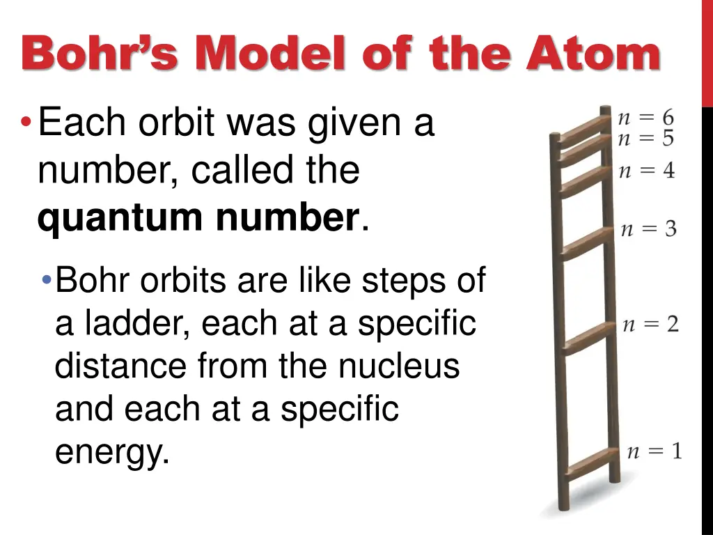 bohr s model of the atom each orbit was given