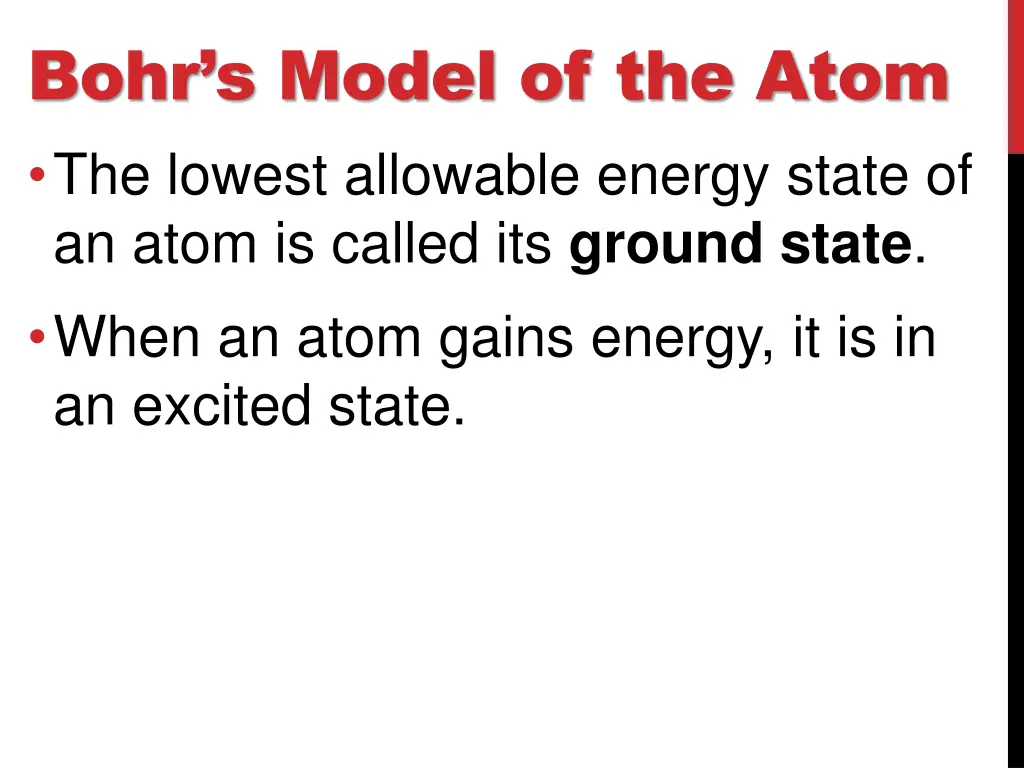 bohr s model of the atom the lowest allowable