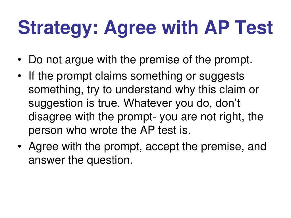 strategy agree with ap test