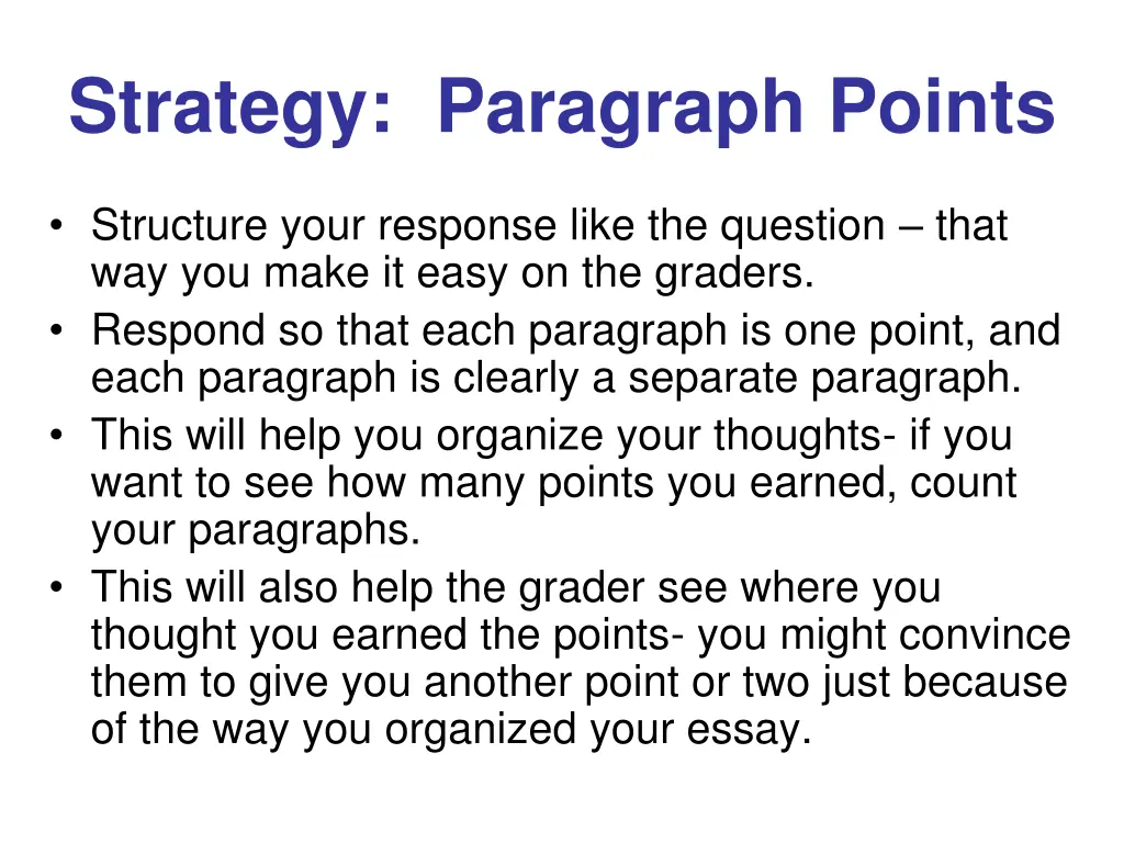 strategy paragraph points