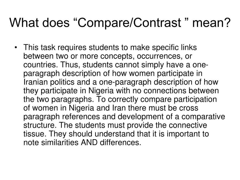 what does compare contrast mean