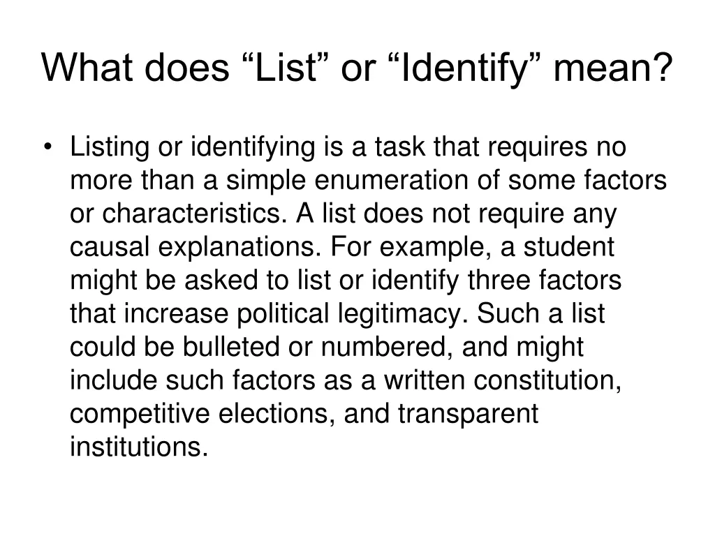 what does list or identify mean