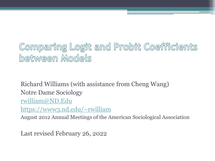 comparing logit and probit coefficients between