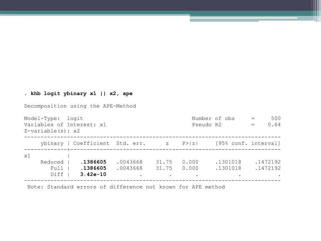 khb logit ybinary x1 x2 ape decomposition using