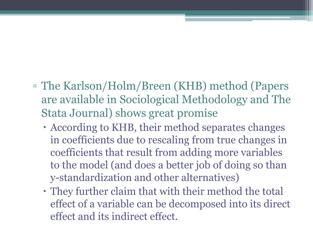 the karlson holm breen khb method papers