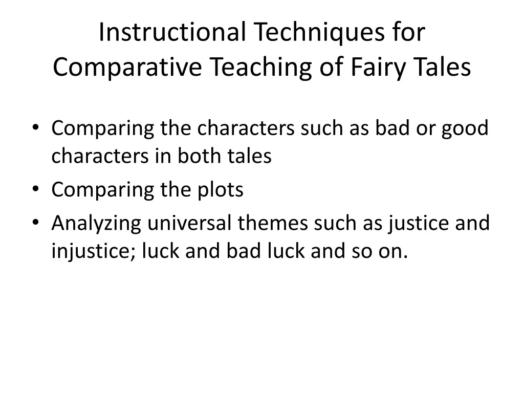 instructional techniques for comparative teaching