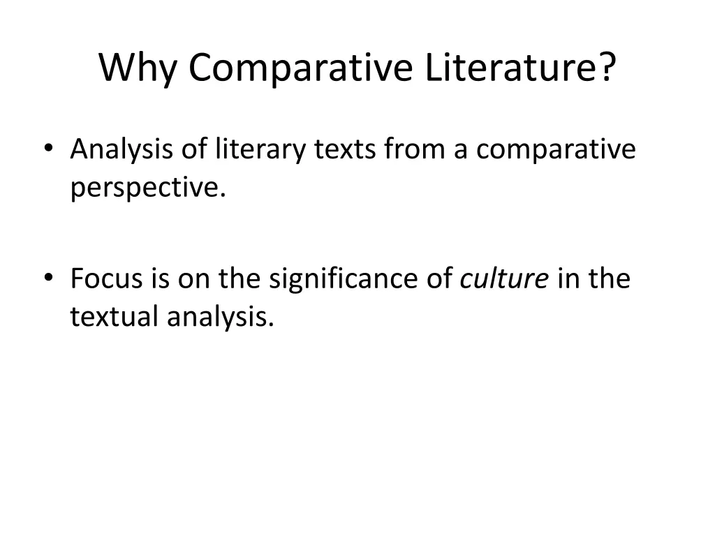 why comparative literature