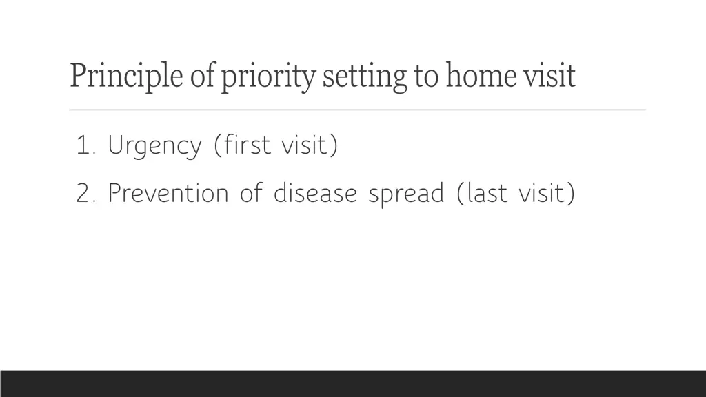 principle of priority setting to home visit