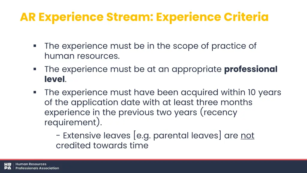 ar experience stream experience criteria