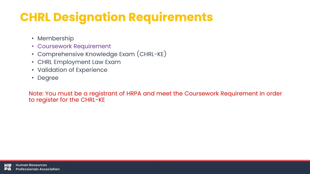 chrl designation requirements