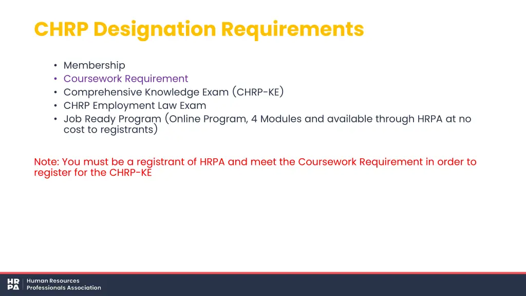 chrp designation requirements