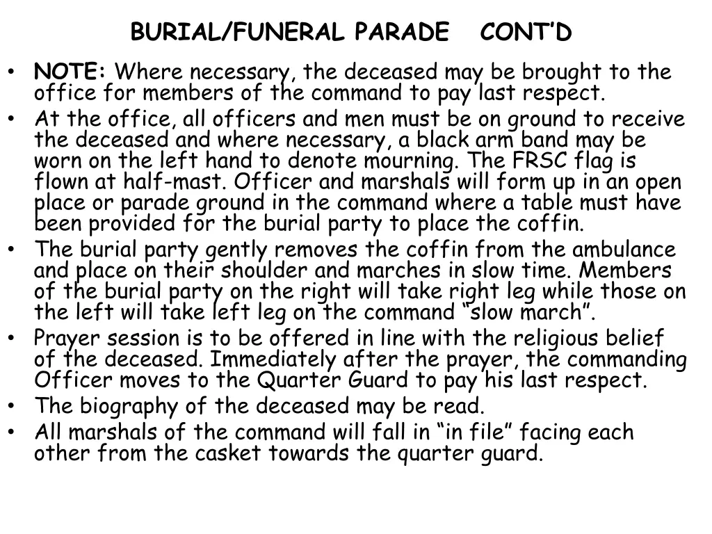 burial funeral parade cont d