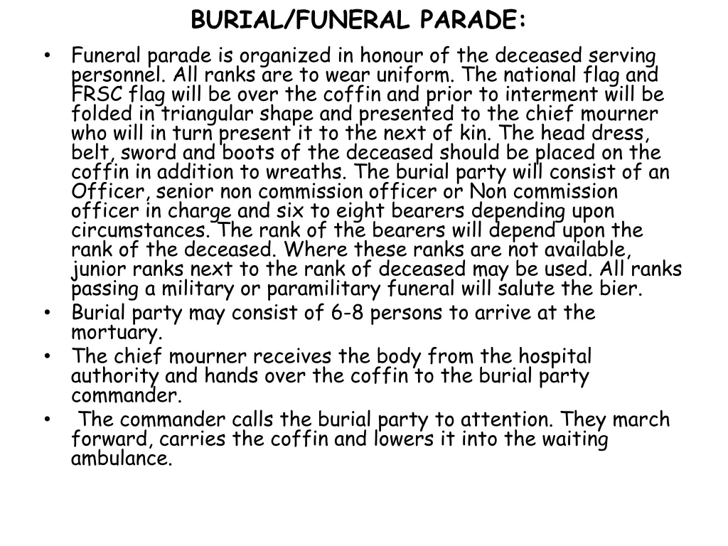 burial funeral parade funeral parade is organized