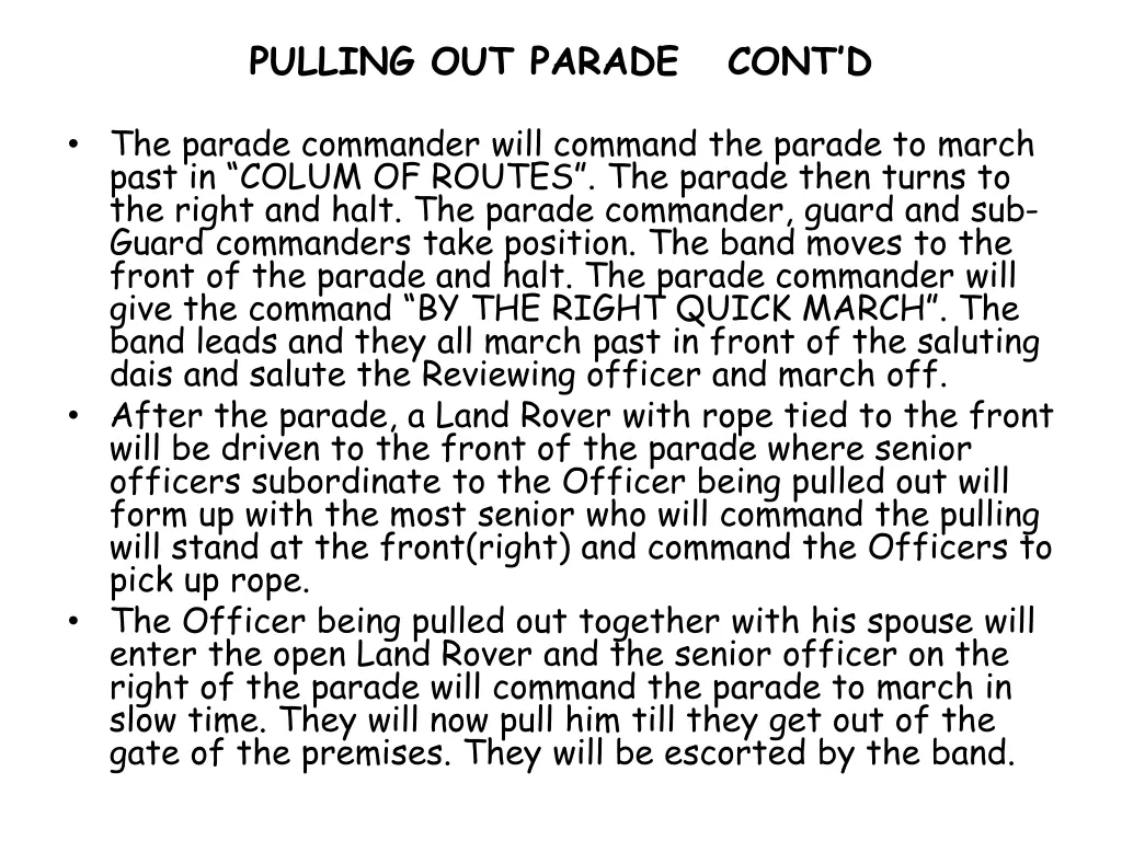 pulling out parade cont d