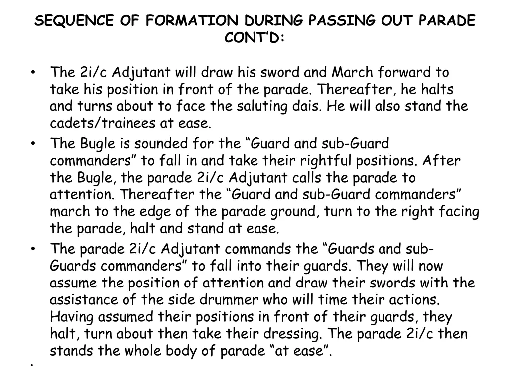 sequence of formation during passing out parade 1