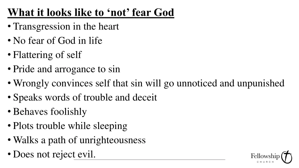 what it looks like to not fear god transgression