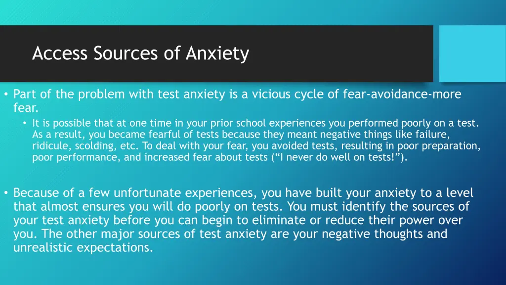 access sources of anxiety