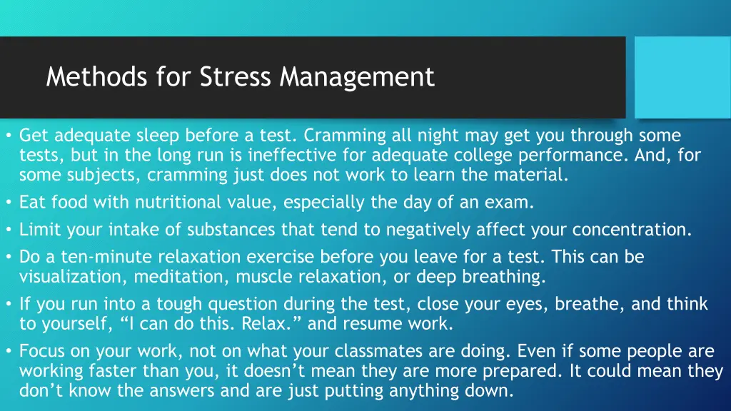 methods for stress management