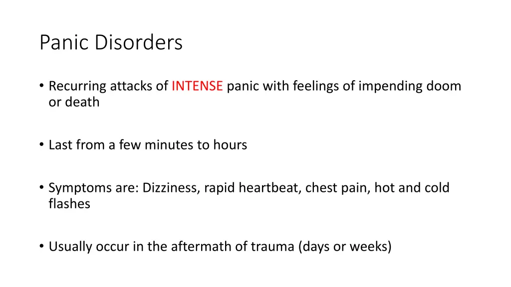 panic disorders