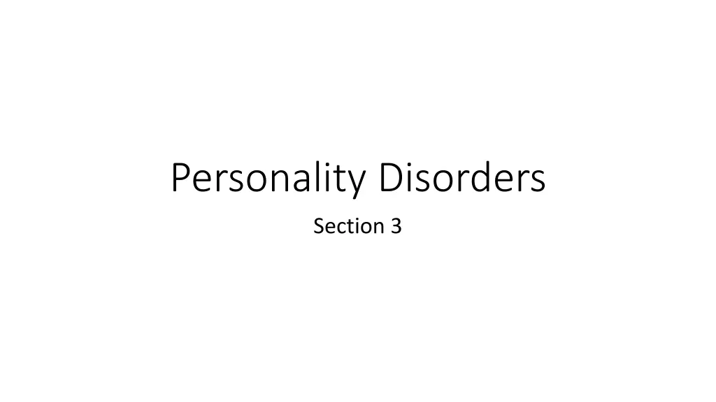 personality disorders