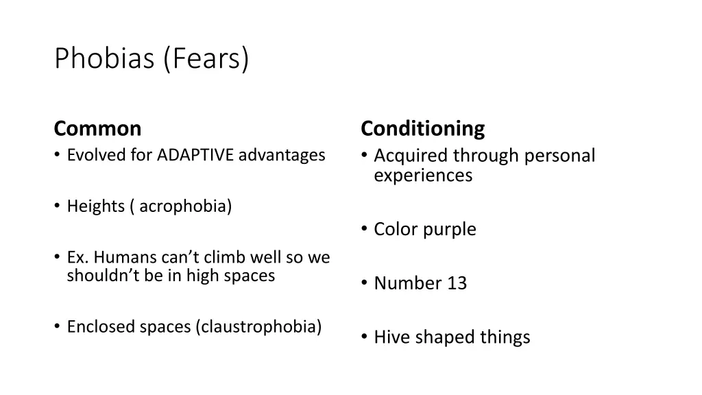 phobias fears