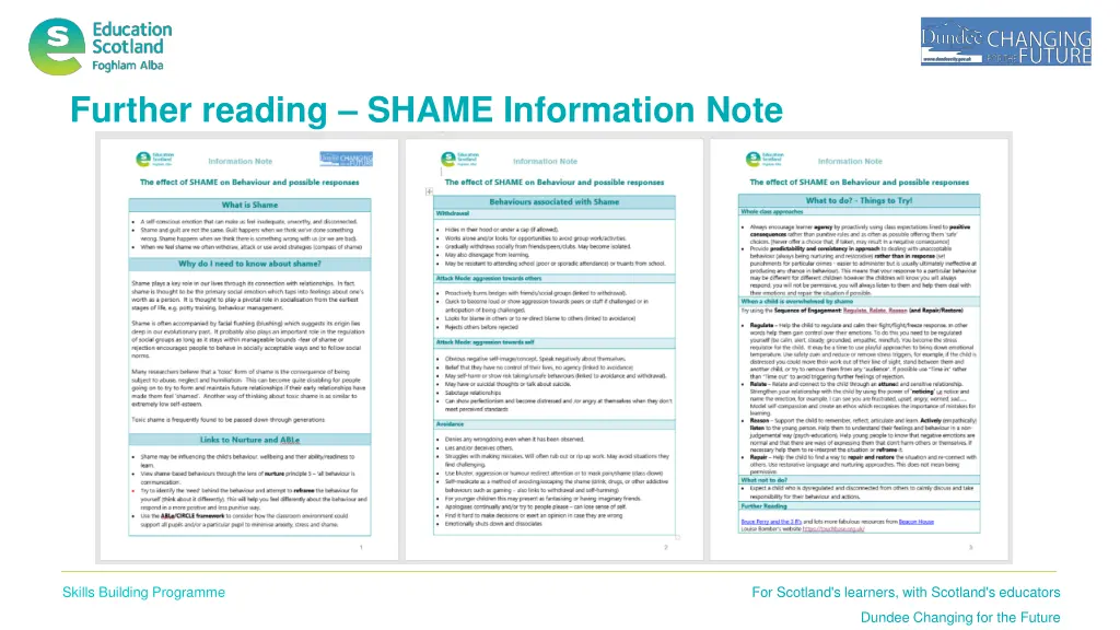 further reading shame information note