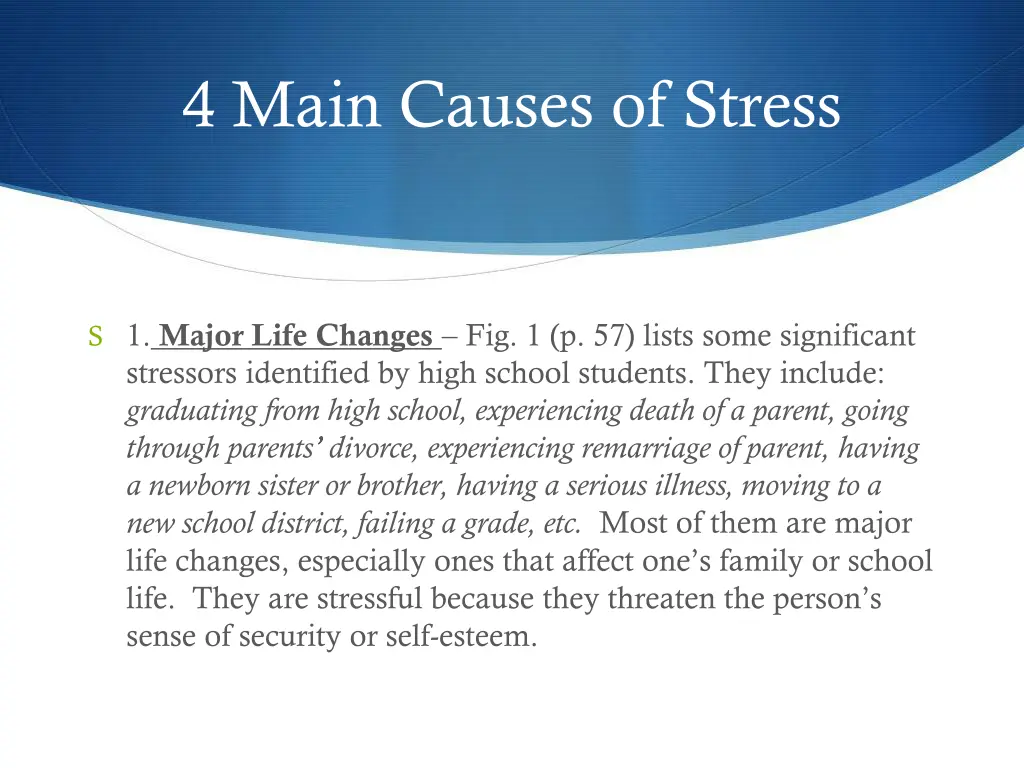 4 main causes of stress