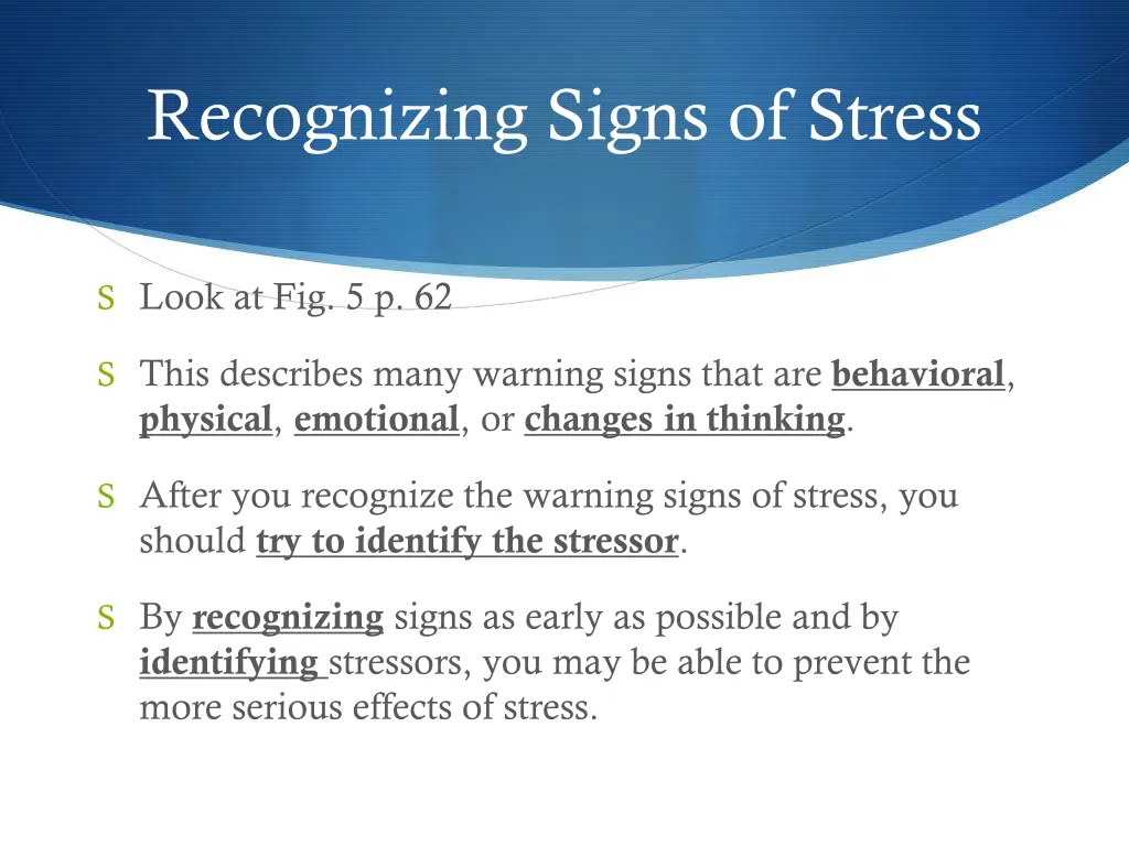 recognizing signs of stress