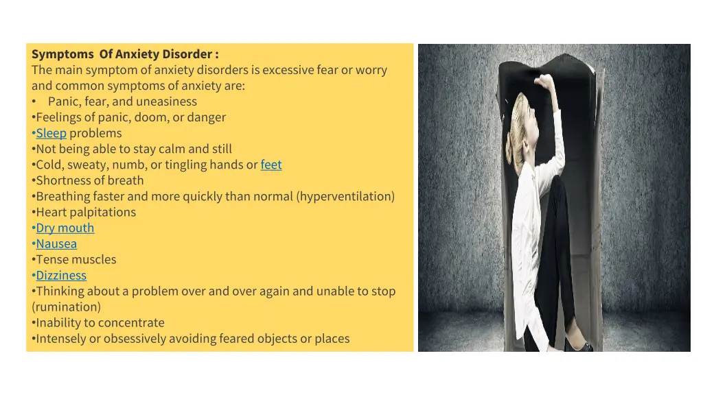 symptoms of anxiety disorder the main symptom