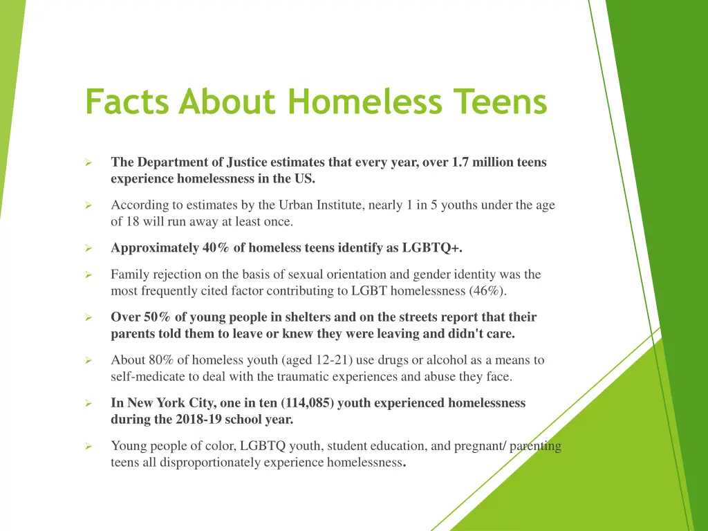 facts about homeless teens