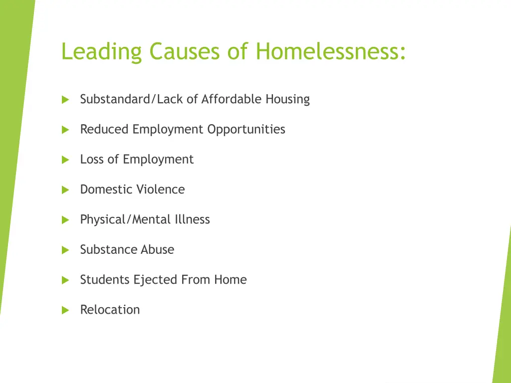 leading causes of homelessness