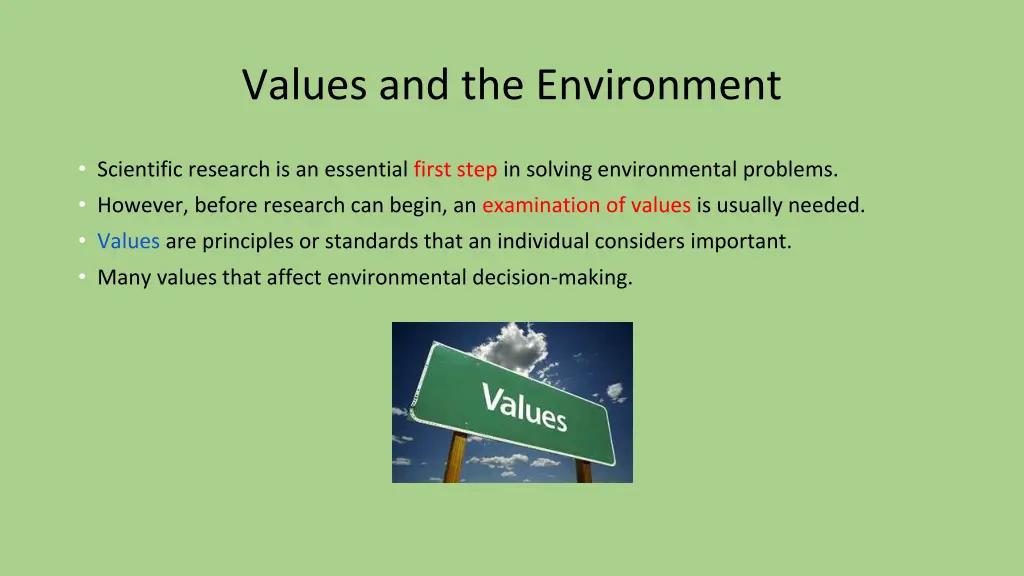 values and the environment