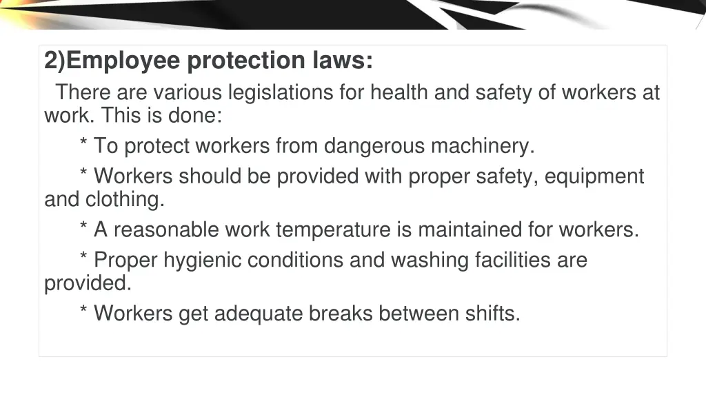 2 employee protection laws there are various