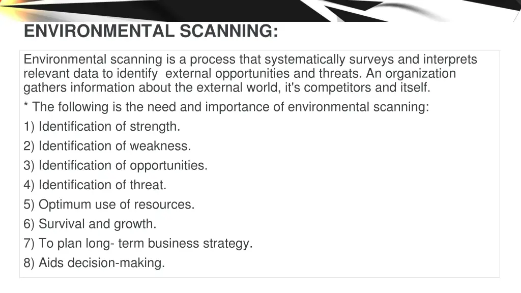 environmental scanning