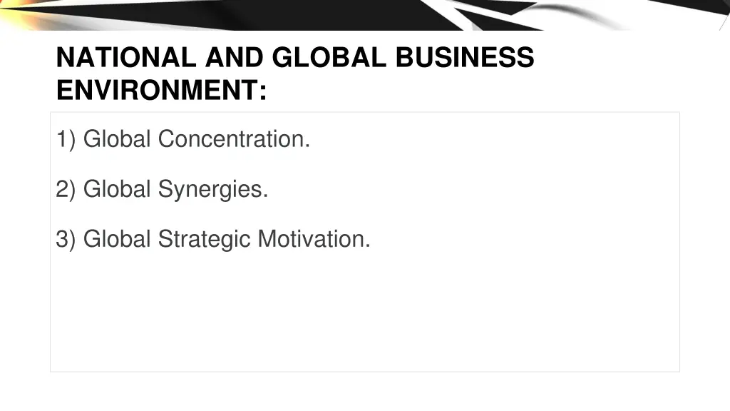 national and global business environment