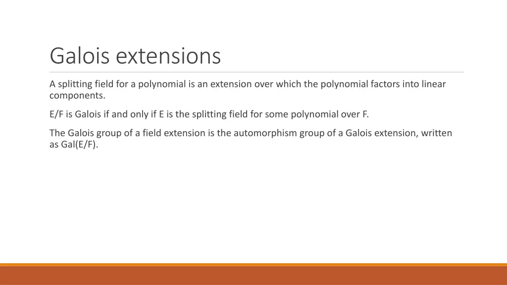 galois extensions