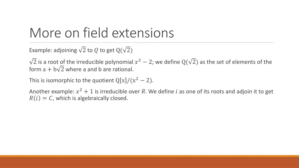 more on field extensions