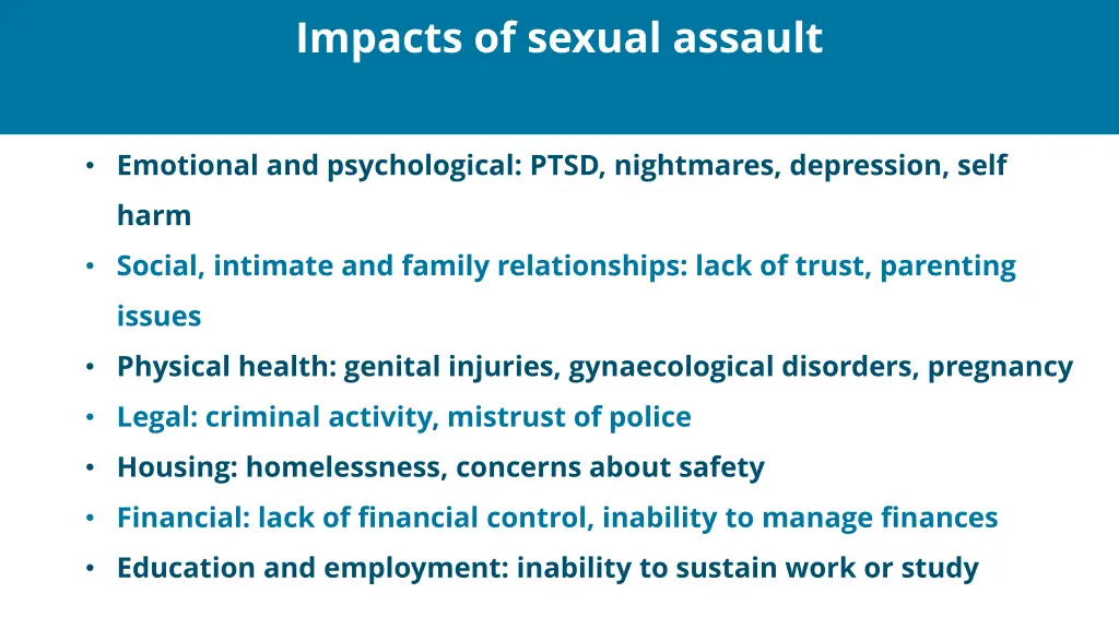 impacts of sexual assault