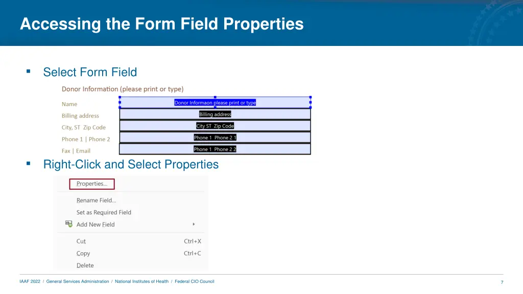 accessing the form field properties