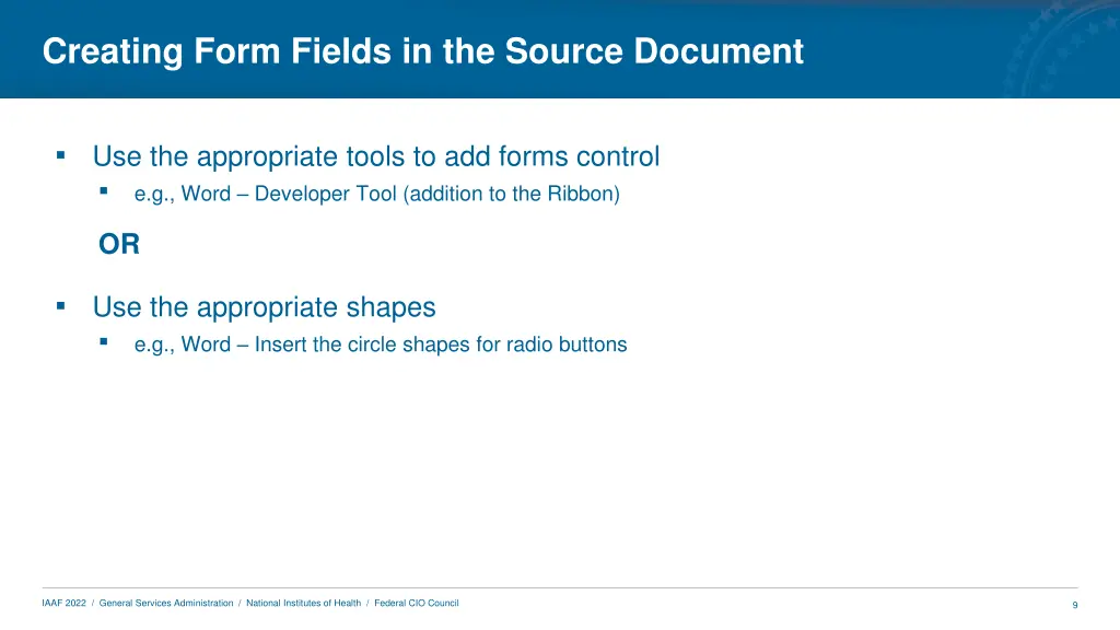 creating form fields in the source document