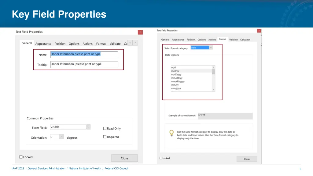 key field properties