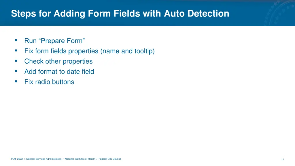 steps for adding form fields with auto detection