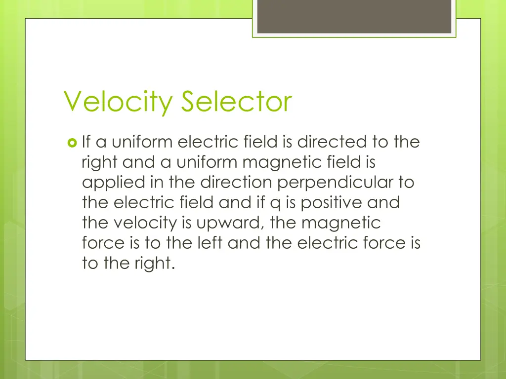 velocity selector 1