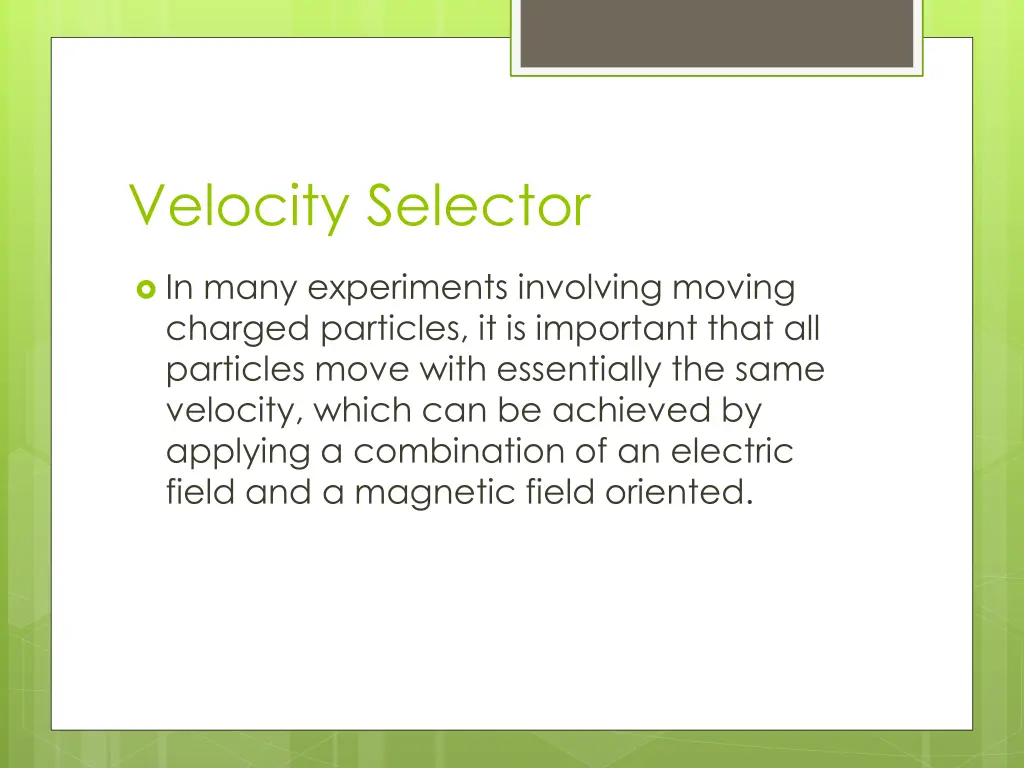 velocity selector